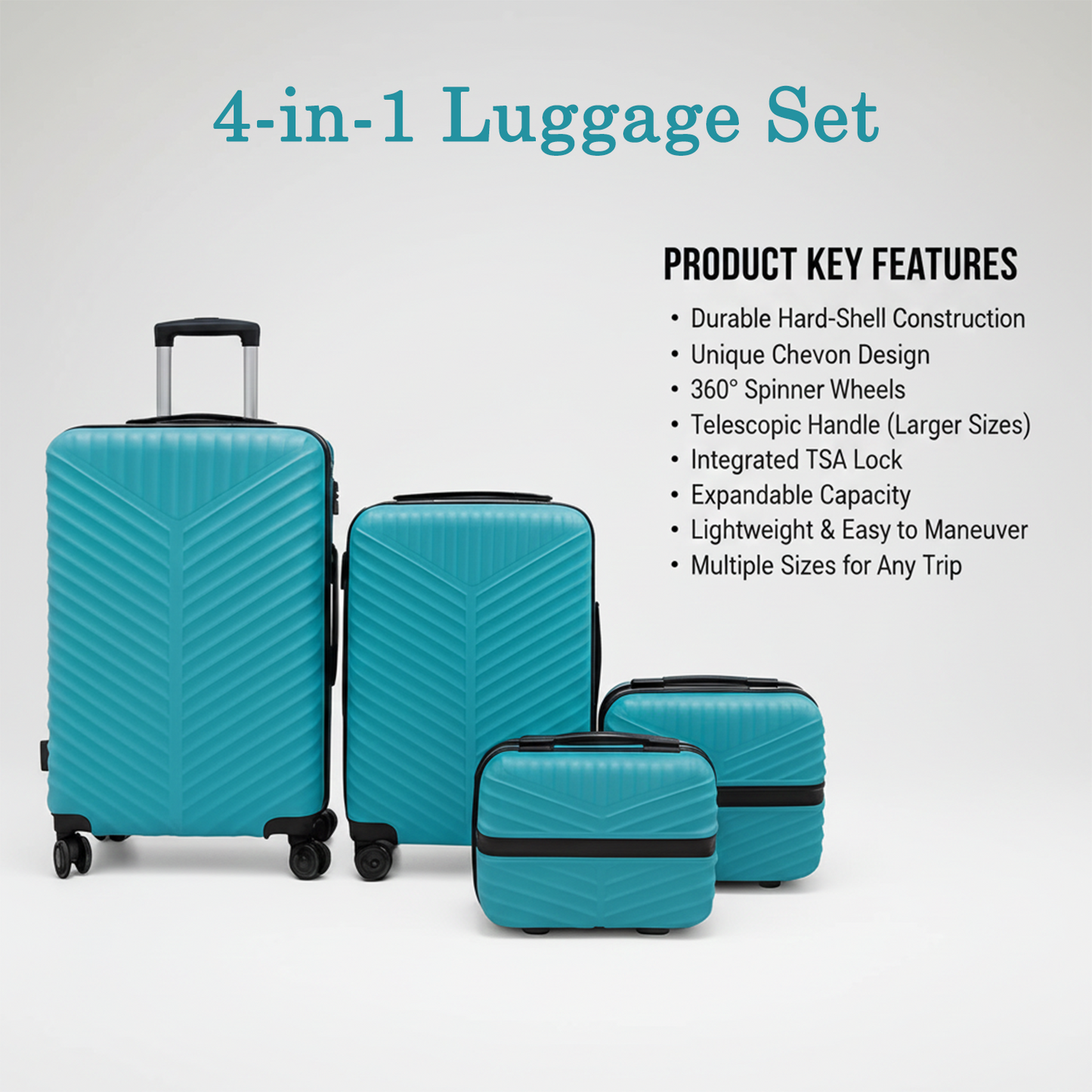 4-in-1 Luggage Set ‰ÛÒ Durable and Stylish Hard Shell Suitcase Set
