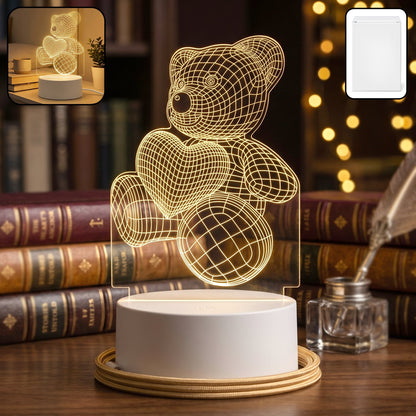 3D Teddy Bear LED Night Lamp ‰ÛÒ Soft LED Desk Light with Heart Design (1 Pc)